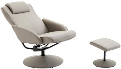 Relaxstoel met voetenbank, stoel, tv-stoel, leesstoel, geschikt voor woonkamer, slaapkamer, studeerkamer, 78 x 67 x 98 cm (stoelmaat), 43 x 38 x 41,5 cm (voetbankmaat), grijs, staal
