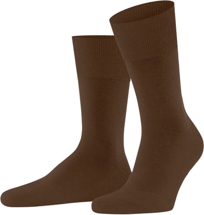 FALKE Airport Plus eenkleurig wol katoen sokken heren bruin - maat 39-40