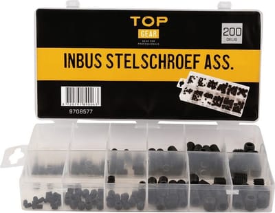 Inbus stelschroef assortimentsdoos 200-delig - TOPGEAR
