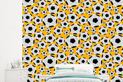 Behang - Fotobehang Patronen - Sport - Voetbal - Jongens - Kinderen - Kids - Jongen - Breedte 245 cm x hoogte 220 cm