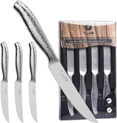Dailygoods- Steakmesserset 4-delig - 4,5 inch - Gekartelde Randen - Hoogwaardig Roestvrij Staal - Comfortabele Grip - Elegant Design - Messen
