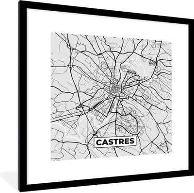 Fotolijst incl. Poster - Plattegrond - Kaart - Stadskaart - Frankrijk - Castres - 40x40 cm - Posterlijst