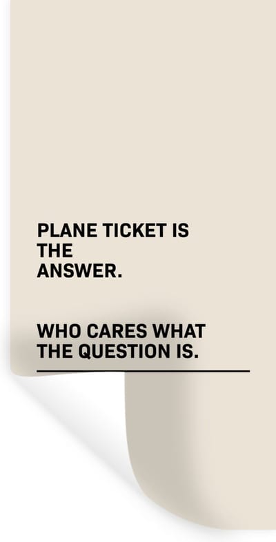 Muurstickers - Sticker Folie - Spreuken - Quotes - Plane ticket is the answer - Who cares what the question is - Vliegtuig - 40x80 cm - Plakfolie - Muurstickers Kinderkamer - Zelfklevend Behang - Zelfklevend behangpapier - Stickerfolie