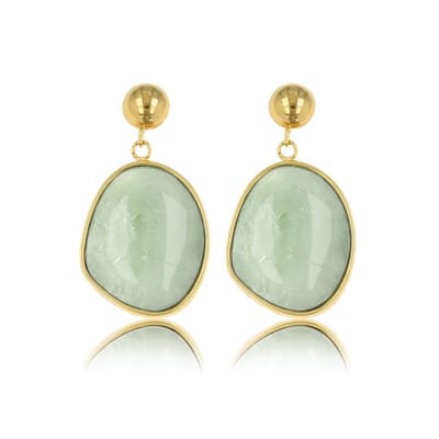 My Bendel - Goudkleurige Oorbel met Fluorite Hanger - met Luxe Cadeauverpakking | Sieraden Voor Dames