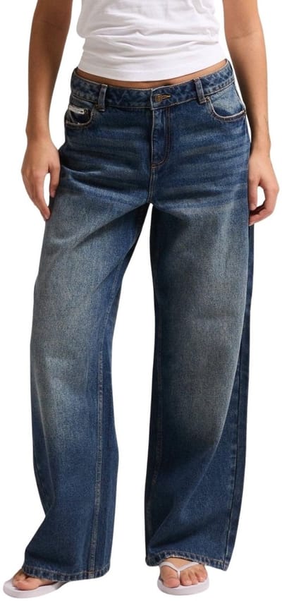 Juicy Couture Juicy Couture Mid Rise Wide Leg Jean With Back Pocket Dog Crest - Maat W25