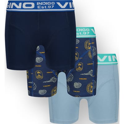 Vingino Boys B-so26 Sea 3 Pack Boxer Dusk Blue Size: S | Underwear & Socks Outlet | Unisex | Blauw