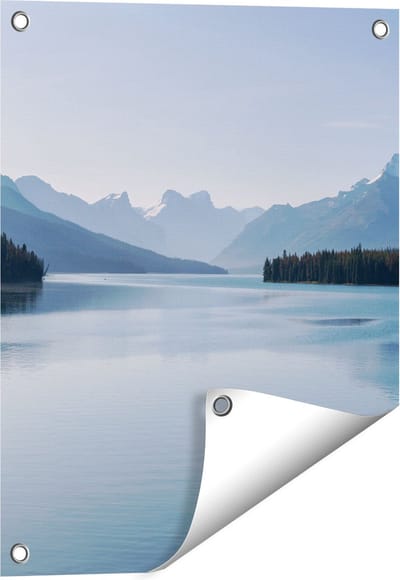 Gards Tuinposter Meer bij de Bergen in Alberta, Canada - 40x50 cm - Tuindoek - Tuindecoratie - Wanddecoratie buiten - Tuinschilderij
