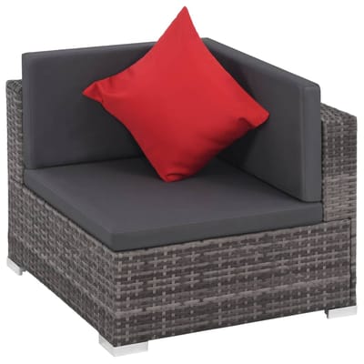 vidaXL - 8-delige - Loungeset - met - kussens - poly - rattan - grijs