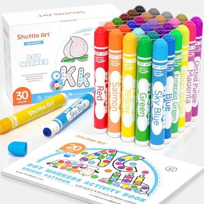 Bingo Dabbers in 30 Kleuren met Activiteitenboek - Wasbare Puntmarkeringen voor Kinderen