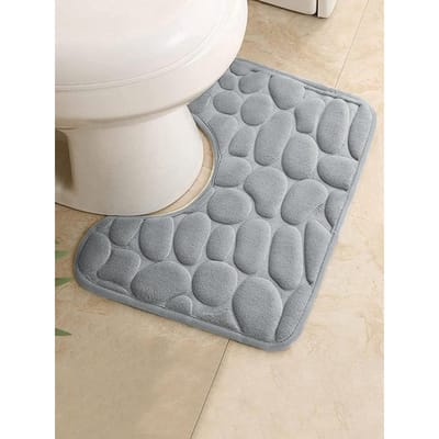 Premium Toilet Voetmat U-vormige Vloermat Waterdichte Mat Washroom Waterabsorberend Antislip Mat Elegant Stijlvol 40x50cm lichtgrijze kleur