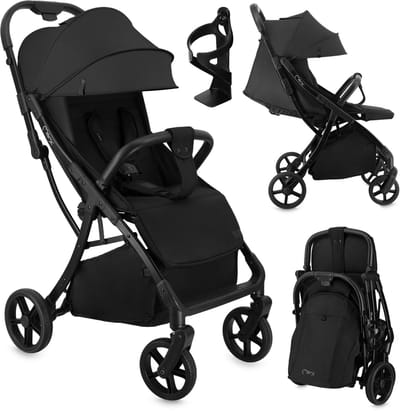MoMi PAOLA - Compacte Buggy - Automatisch Opvouwbaar - Verstelbare Rugleuning - Zwart