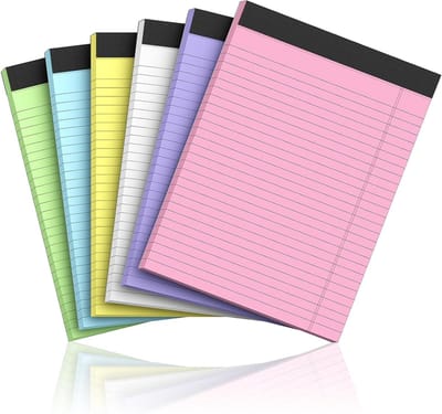 Notitieblokken Set - Schrijfblokken Kladblokken - Notities Maken - Breed Gelinieerd - 8.5 x 11 Inch - Meerkleurig