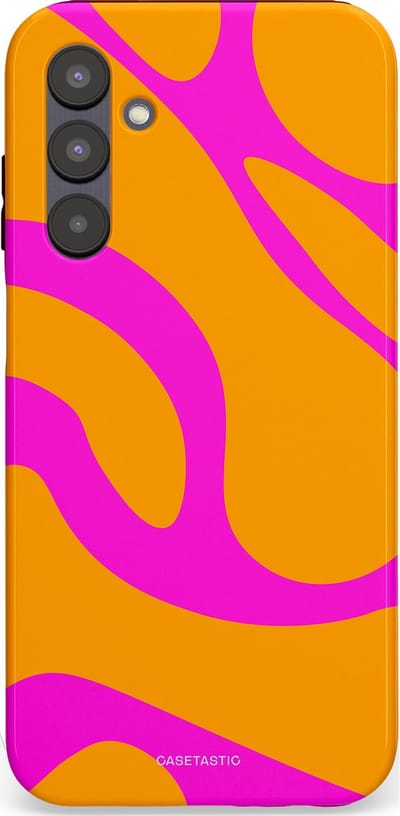 Casetastic Hoesje Geschikt voor Samsung A25 - Stijlvolle Beschermende Duo-layer Case - Zonnige Zebra Roze-Oranje