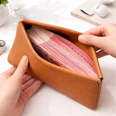 Lange Portemonnee PU Leer – Wallet met Rits & Magnetische Sluiting – Reis Organizer voor Geld, Pasjes & Paspoort – Minimalistische Clutch Portemonnee – Bruin