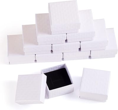 12 Stuks Vierkante Ringdozen voor Sieraden - Witte Kartonnen Verpakking voor Trouwen, Verjaardag en Valentijnsdag