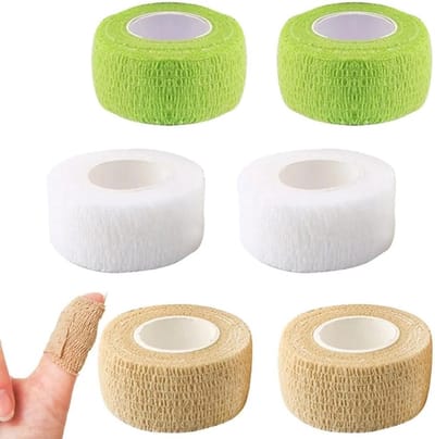 6 Rollen Hechtband, Klevende Tape voor Verband, Mesh Band en Grip Tape, 2.5 cm x 4.5 m, Ideaal voor Sport, Klimmen en Revalidatie