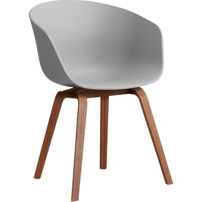 HAY About A Chair AAC 22 - concrete grey 2.0 - notenhout gelakt (op waterbasis) - Standaard glijders kunststof