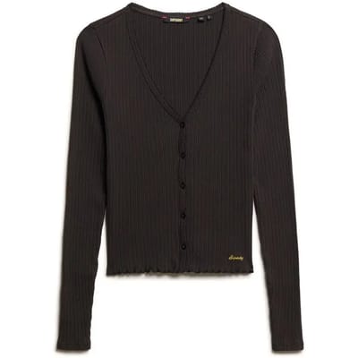 Superdry Essential top met Knopen en Lange Mouwen Zwart Grootte: 34-36