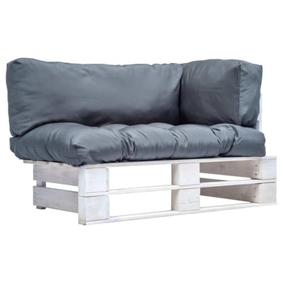 vidaXL - Tuinbank - met - grijze - kussens - pallet - grenenhout