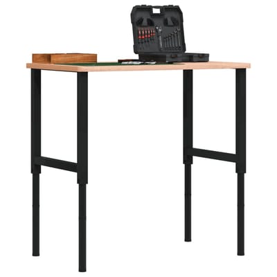 vidaXL - Werkbank - rechthoekig - 100x60x(71,5-98) - cm - massief - beukenhout