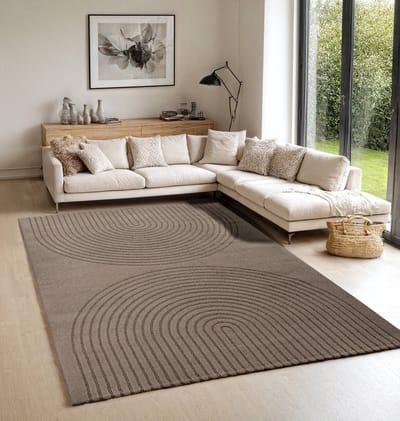 Karpet24 Eclipse – Modern laagpolig vloerkleed, geometrisch patroon in bruin-80 x 150 cm