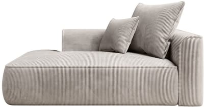 Vente-unique Chaise longue met hoek links van beige ribfluweel PINETA L 180 cm x H 67 cm x D 115 cm
