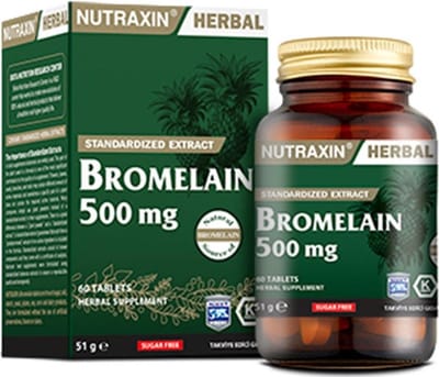 Nutraxin Herbal Bromelaïne 500 mg – 60 Capsules – Voedingssupplement met Bromelaïne uit Ananasextract - Vegan