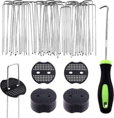101-delige U-vormige tuinstaken en plastic bevestigingsset met pickhaak, ideaal voor irrigatiesystemen en het vastzetten van hekken in de tuin