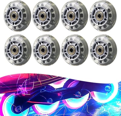 Set van 8 Inline Skaterollen 72mm Zilvertransparant Reservewielen voor Skates