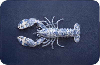 WC mat 60x40 cm - Antislip - Kreeft - Porselein - Delfts - Blauw - Toiletmat - Vloermat - Douchemat - Toilet tapijt - Toiletmatten