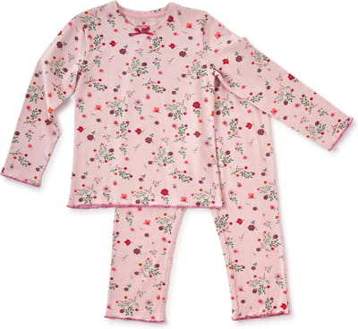 Little Label Pyjama Meisjes Maat 92/2Y - lilaroze, groen, fuchsia - Bloemen - Pyjama Kind - Zachte BIO Katoen
