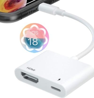 Xtabarya ios 18 Lightning Naar HDMI Adapter - TV 1080P HD Digital AV Adapter Geschikt voor iPhone iOS 18 iPad Naar TV Hetzelfde Scherm Voor Lightning HDMI Kabel - Compatibel met iOS 18