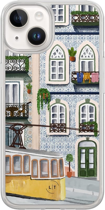 Hoesje geschikt voor iPhone 14 - Lissabon - 2in1 backcover - Print / Illustratie - Multi - Leuke Telefoonhoesjes