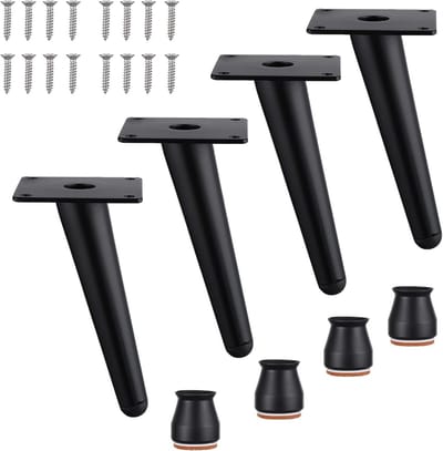 Set van 4 Schuine Metalen Meubelpoten Zwart 15 cm voor Kast en Bank