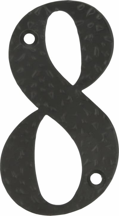 AMIG Huisnummer 8 - massief gesmeed staal - 10cm - incl. bijpassende schroeven - zwart