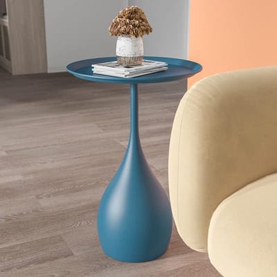 Metalen bijzettafel - Kleine salontafel - Woonkamer decoratie - Eenvoudige montage - 40 x 60 cm - Blauw