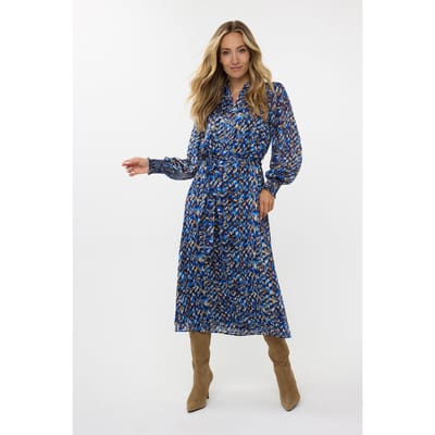EsQualo Dress Mystery Estate Print Maat: 34 | Blousejurken Outlet | Dames | Blauw