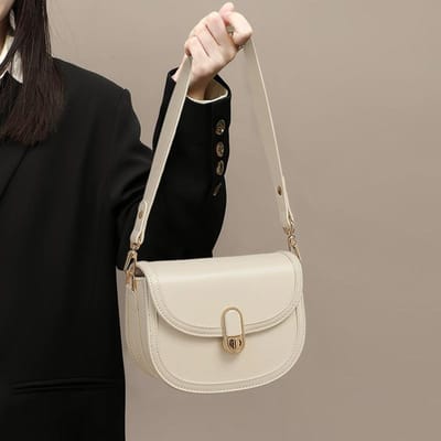 Nieuwe Dames Crossbody Tas Echt Leer Zadel Tas Herfst en Winter High-end Veelzijdige Schoudertas gray