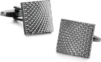 Gekartelde Manchetknopen Heren Zwart - Vierkant - Cufflinks - Papa Cadeau Voor Mannen - Vaderdag