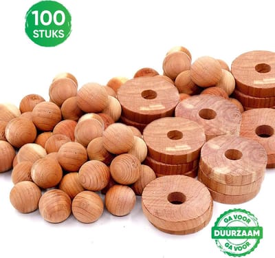 100x Cederhout tegen motten – natuurlijke mottenballen – mottenval – motten bestrijden