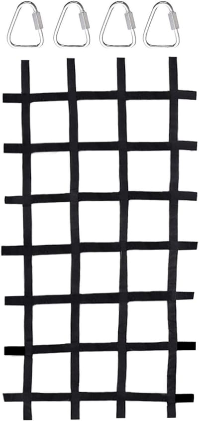Klimnet met Haken - Net voor Avontuur - Buiten Spelen - Extra Sterke Banden - 226 x 117 cm - Zwart