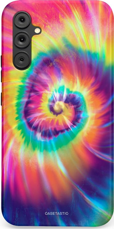 Casetastic hoesje geschikt voor Samsung Galaxy A34 (2023) 5G - Dubbellaagse bescherming - Kleurrijke draaikolk - Fashion Case - Donkerblauw Roze Goud Lavendel