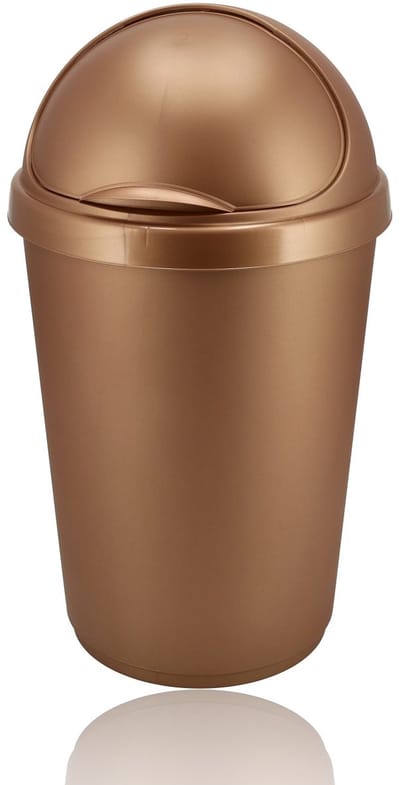 Prullenbak 50 L Roségoud – Afvalemmer met Swing- & Schuifdeksel – Kunststof Vuilnisbak 50 Liter – Keuken & Kantoor – Design Afvalbak