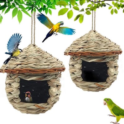 Zeynomax - Vogelnest - Vogelhuis om op te hangen - Natuurlijk stro-vogelhuis