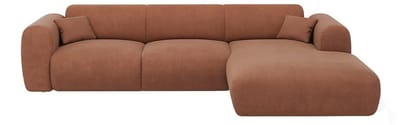Vente-unique Grote hoekbank rechts in terracotta fijn ribfluweel - POGNI van Maison Céphy