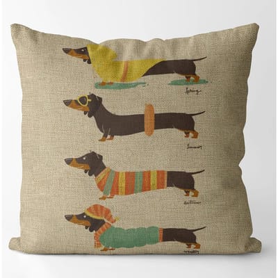 Dachshund Kussensloop Kleur Schattige Honden Woondecoratie 40X40 45X45 Voor Woonkamer Stoel Gepersonaliseerde Cadeaus Linnen Kussensloop Peach skin 18*18(CM)-1Pcs