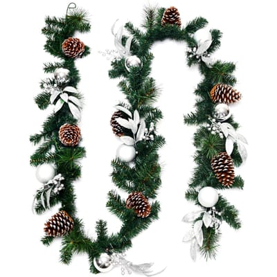Coast Kerstslinger Groen – 274 cm – Met 50 Warmwitte LED-Lampjes en Kerstdecoratie
