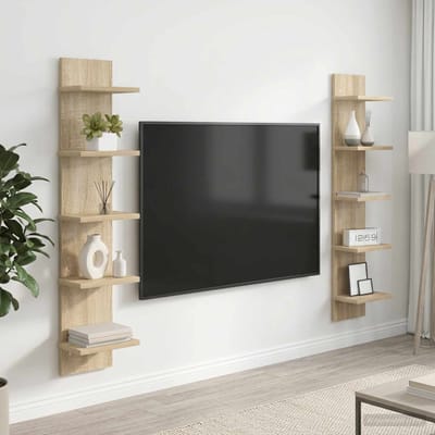 vidaXL - Wandplank - 2 - st - Sonoma - Eiken - 22 - x - 15 - x - 100 - cm - Bewerkt - hout