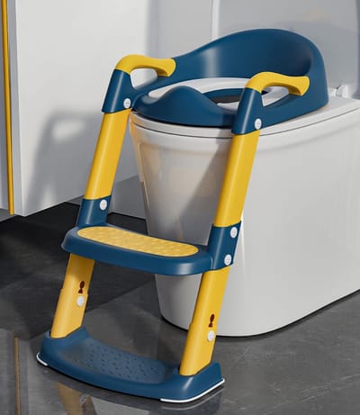 Nexvo® WC Verkleiner Met Trapje - WC Verkleiner - WC Bril Verkleiner Kinderen - Blauw/Geel - 41cm x 33cm x 14cm