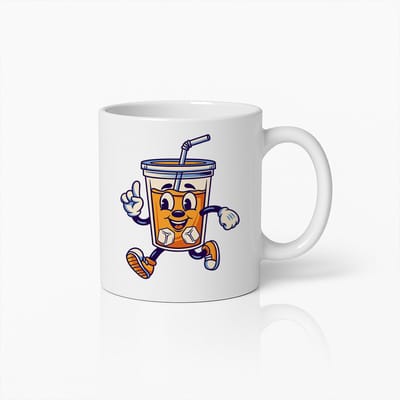 Leuke Rennende IJskoffie Beker – Schattig Cartoon Drankje – Perfect Cadeau voor Koffieliefhebbers – Duurzame Keramische Koffiemok